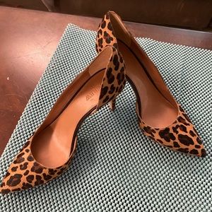 J Crew Calf Hair Leopard Heels, size 10